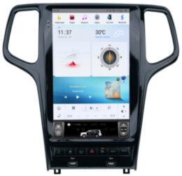 Магнитола для Jeep Grand Cherokee 2013-2022 черный/шампань - КарМедиа ZF-1823-Q6 "Тесла-Стиль" Андроид 13, 8ГБ+128ГБ, СИМ-слот