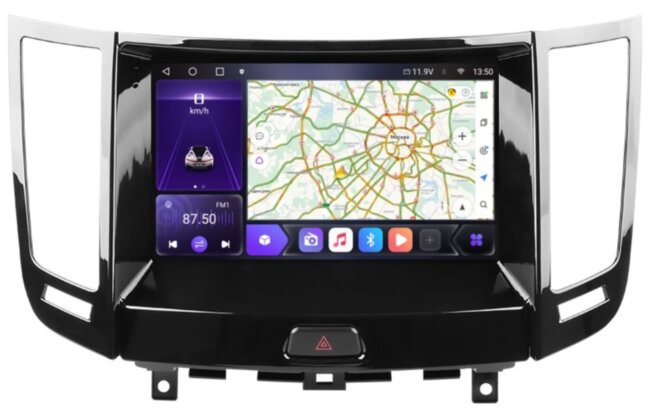Магнитола для Infiniti QX70, FX35 (S51), FX37, FX30d, FX50 2008-2016 (Поддержка Bose и 360) - КарМедиа SF-9828-3 QLed, Android 12, TS10, CarPlay, 4Джи СИМ-слот