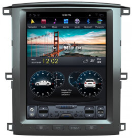 Магнитола для Toyota Land Cruiser 100, Lexus LX470 2002-2007 (любая комплектация) - КарМедиа ZF-1301-Q6 ("Тесла-Стиль") Андроид 13, 8ГБ+128ГБ, СИМ-слот