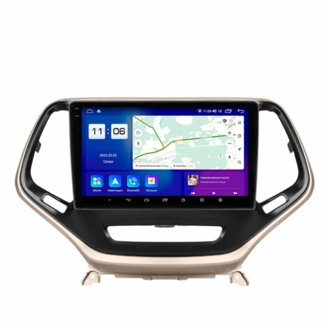 Магнитола для Jeep Cherokee 2013+ Parafar цвет шампань (cо встроенным модулем для подключения камер 360) на Андроид 13.0 PF999T2LUX1U2K360