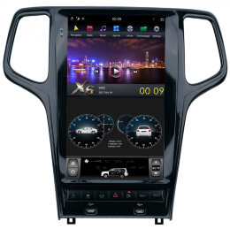 Магнитола для Jeep Grand Cherokee 2010-2013 - КарМедиа ZF-1827B-Q6 "Тесла-Стиль" Андроид 13, 8ГБ+128ГБ, СИМ-слот